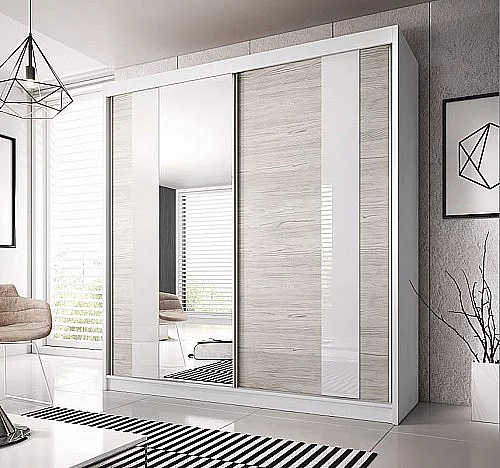 Šatní skříň MULTI 32 233 cm (M)  kathult / bílé pásy