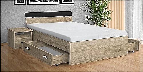 Postel MARI 160cm vč. roštu a ÚP dub sonoma