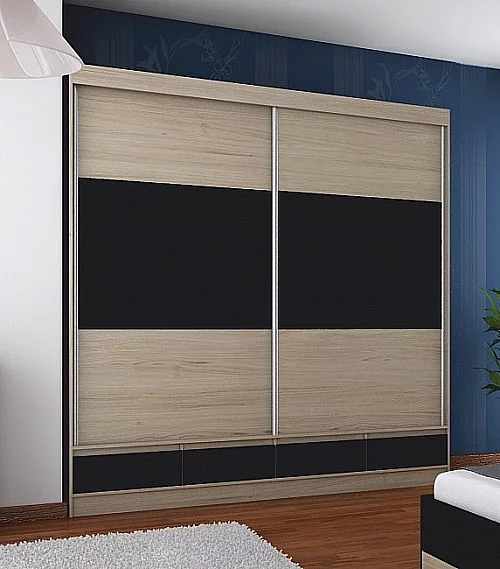 Skříň ANDA 2SL4S šatní dub sonoma / černá