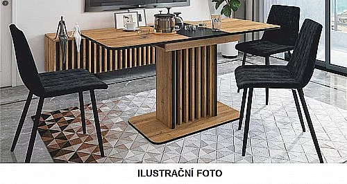 Jídelní stůl KEN - rozkládací dub artisan / černá