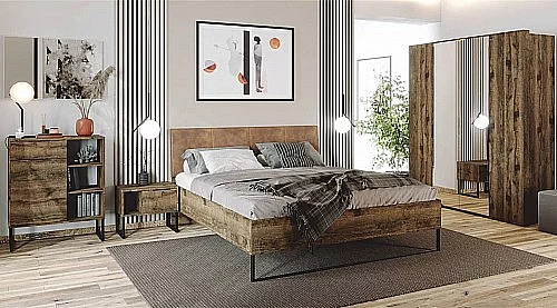 Ložnice CARMEN černý kov / dub fregat